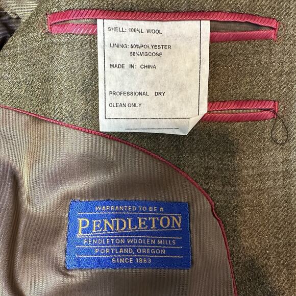 VTG Pendleton Wool Mens Tweed Blazer Sz 44 Brown Elbow Patches Western Academia - Picture 5 of 15